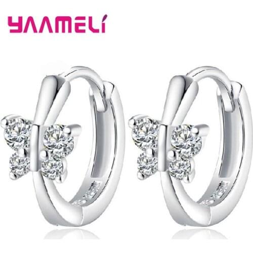 Real 925 Sterling Silver Super Shining Cubic Zirconia Crystal Hoop Earrings For Women ladies Wholesale Accessories