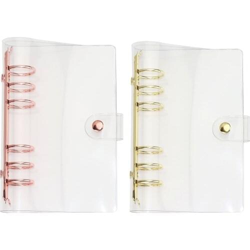 Office School Stationery 6 Holes Binder A5 Planner A6 Binder PVC Cover Clear Rose Gold File Folder Transparent