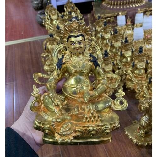 Wholesale Buddhist supplies Buddha statues bring in wealth treasure money gilding gold Yellow Jambhala fortune god Buddha statue
