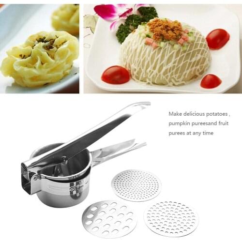 Manual Stainless Steel Potato Ricer Squeezer Food Crusher Masher Kitchen Tool Set