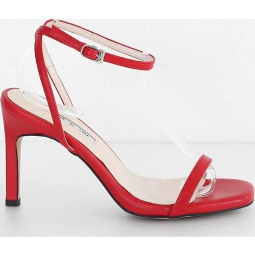 Ankle strap buckle one word strap sandals 2021 new summer square toe high heels stiletto high heel Korean womens high heel