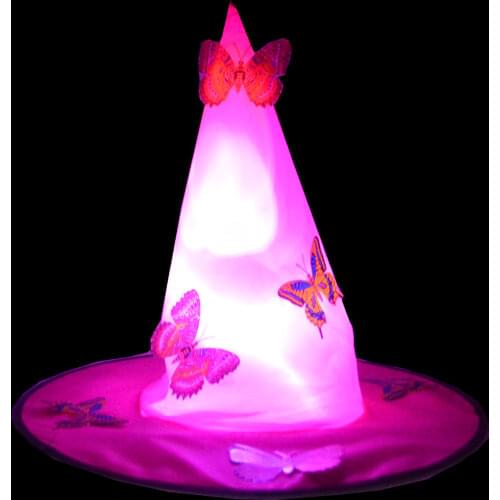 Halloween Witch Hat Easter Headdress Christmas Cap Butterfly Witch Cosplay Costume LED Outdoor Party Decoration Glowing HatS