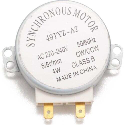 Microwave Oven Synchronous Motor 49TYZ-A2 AC 220-240V CW/CCW 4W 4 RPM Synchronous Motor with 2 Pins Terminals