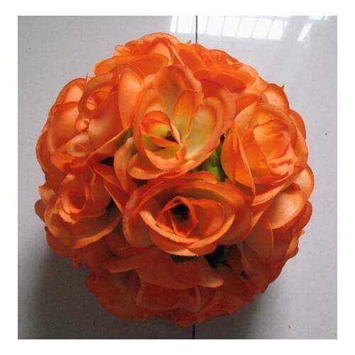 SPR 15cm orange plastic center with green leaves wedding kissing ball,party decoration flower,candy wedding decorations