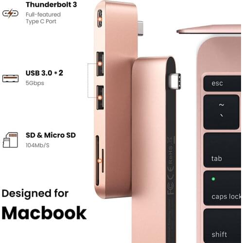 USB C Hub To TF SD Reader With 2 USB 3.0 100W PD Thunderbolt 3 USB C Hub Adapter for MacBook Pro Air 12 13 15 16 2020 2019 A2141