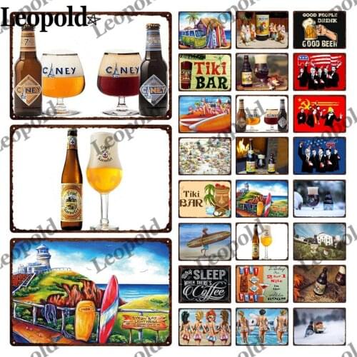 Vintage Beer Metal Poster Beach Wall Sticker Tin Label Beauty Metal Sign Board Wall Art Kitchen Restaurant Bar Home Decoration