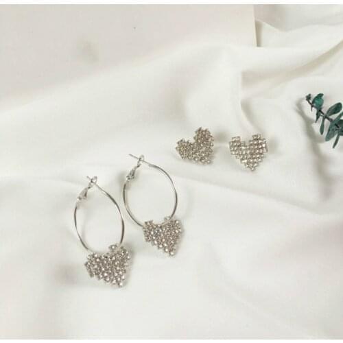 New Love Crystal Earrings Personality Wild Heart-shaped Jewelry Earrings For Women Earrings Fashion Jewelry Wholesale