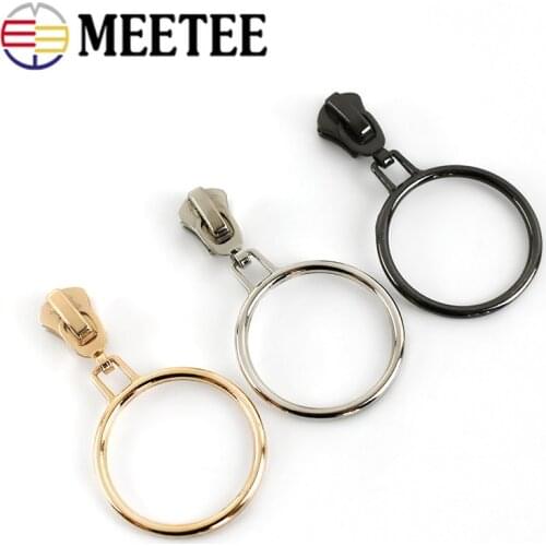 10pcs Meetee 5# Metal Zipper Slider O Ring Zip Puller Repair Kits for Bags Shoes Cloth Wallet DIY Craft Sewing Accessories F2-2