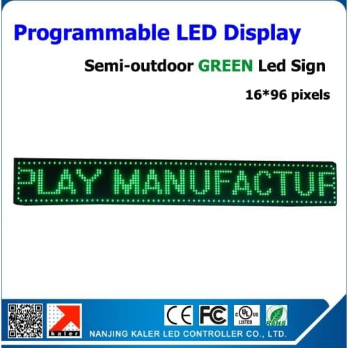 2015 New P10 LED display 16*96 pixels green color semi-outdoor advertising led screen running text led display sign