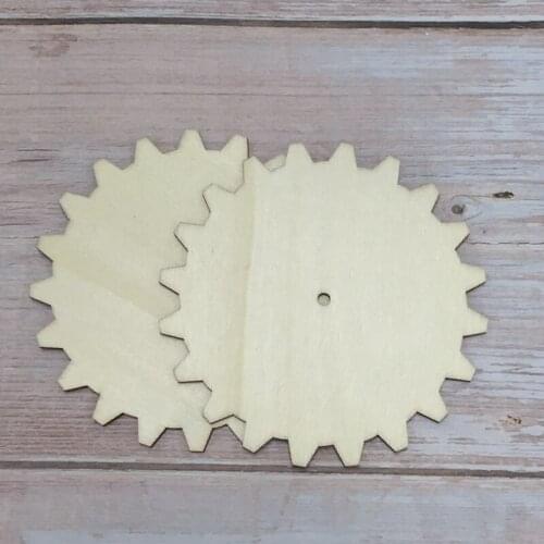 50 pcs Gear laser cut out wood craft unfinished wood 4inch