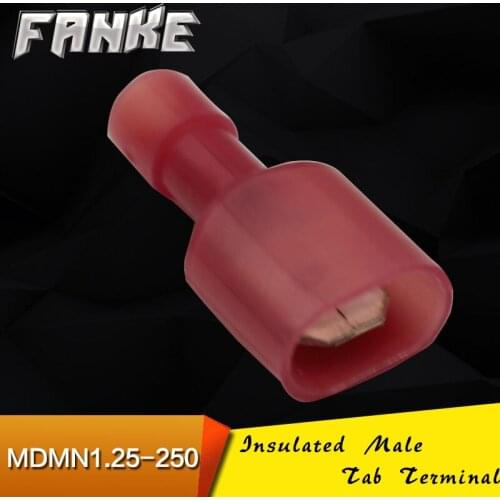 500pcs 22-16AWG 0.5-1.5mm Nylon Insulated Crimp terminal MDFN1.25-250 male tab 6.3 plug spring inserts