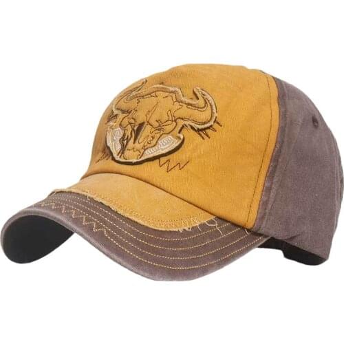 New Cotton Gorras Washed Baseball Cap Embroidery Bull Head Flag of USA Hat Snapback Adjustable Mens Baseball Caps Snapback Hat