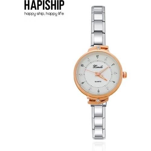 Hapiship 2021 Fashion Men Womens Stainless Steel Rose CZ Watch Bracelet Bangle For Friend Wife Birthday Gift Jewelry G053