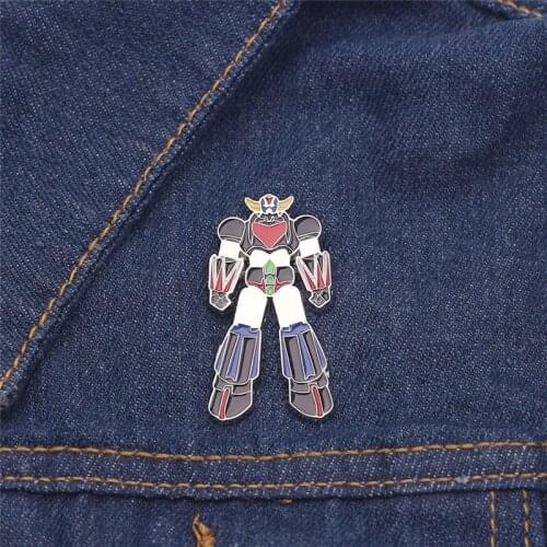 Animation Cartoon UFO Grendizer Robot Brooch pin Women Men Creative Jewelry Brooches for Adults Children Enamel Pins Safety Pins