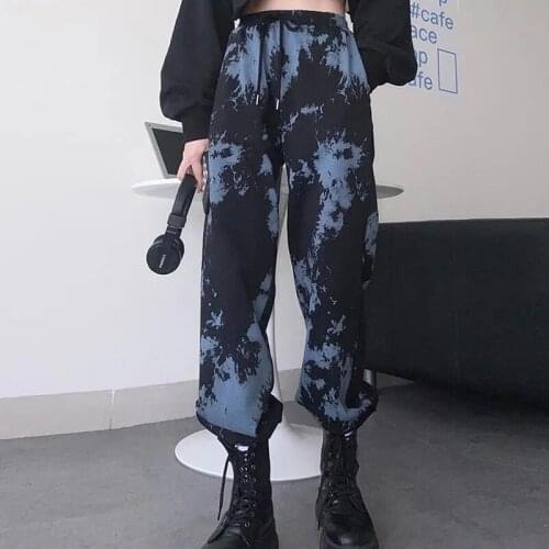 Wide Leg Pants Tie dye Trousers Sexy High Waist Autumn Women Female Trousers Streetwear jogger clothes size vintage gothic new