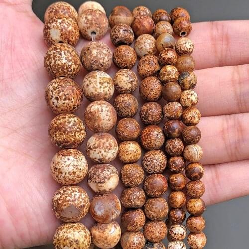 Natural Stone Beads 4/6/8/10/12mm Wooden Agates Round Loose Beads For Jewelry Making DIY Bracelet Necklace Accessories 15