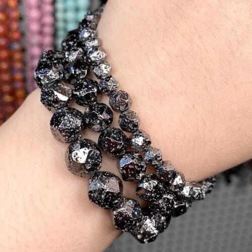 Black Faceted Hematite Stone Beads Volcanic Rock Stone Loose Spacer Beads Necklace Bracelet Accessories For Jewelry Making Diy