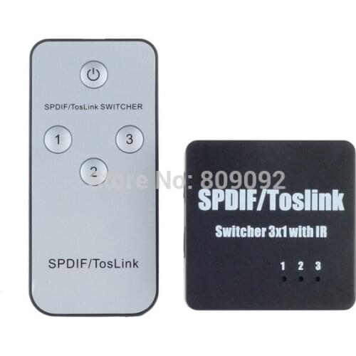 SPDIF/TOSLINK Digital Optical Audio 3x1 Switcher/Selector with Remote Control Support 5.1 Bidirectional Manual Switcher