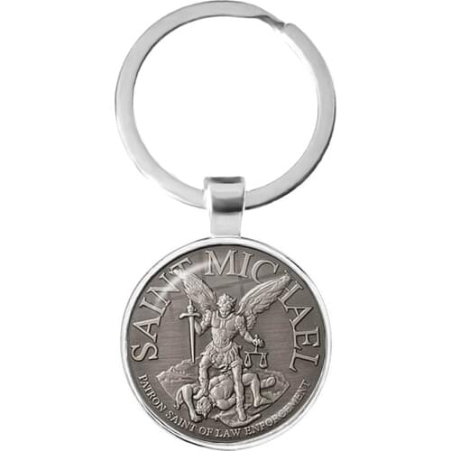 Hot St.Michael Keychain Fashion Protect Me Saint Shield Protection Justice Key Chain Keyholder Talisman Christian Holy Gifts