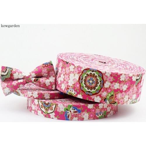 Kewgarden 10mm 1CM Outline in Gold Cotton Satin Layering Cloth Ribbons Handmade Cotton Ribbon DIY Bowtie Tape Riband 10m/lot