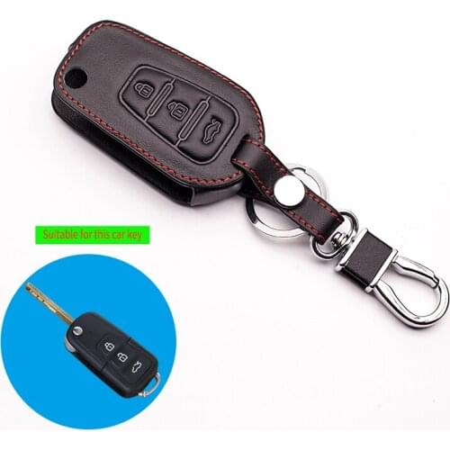 For LiFan X60 3 buttons top layer leather remote control key cover case protection bag folding Auto Accessories starline a93