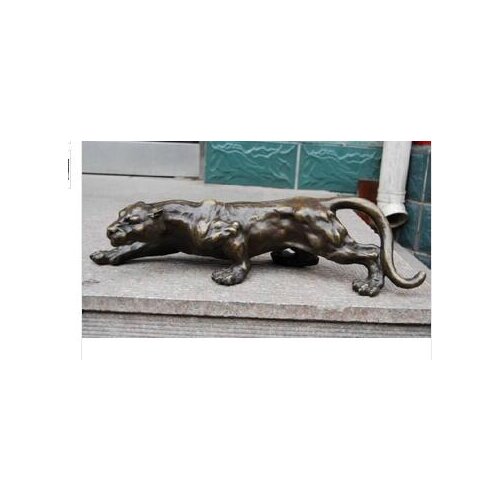 Copper Crafts Brass Tibetan decoration Big Bronze Sculpture Statue Panther Leopard Jaguar Cat Marked Enamel Decoration
