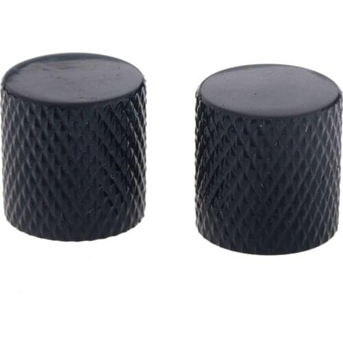 Musiclily Metric Metal Flat Top Knurled Control Knobs for Electric Guitar or Bass, Black (4 Pieces)