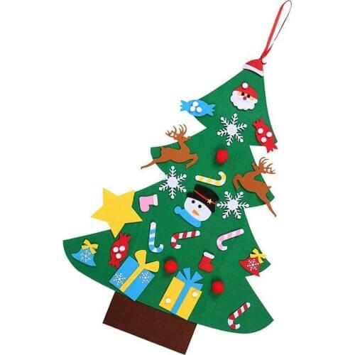 DIY Felt Christmas Tree Set Wall Christmas Tree With Hanging Rope + 26 Ornaments For Toddlers Kids Xmas Gifts