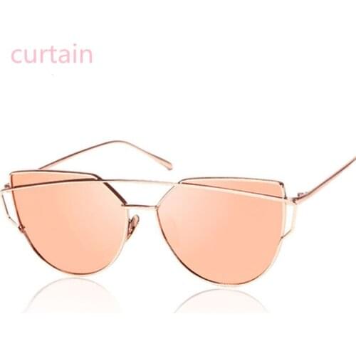 New Cat Eye Sunglasses Women Vintage Fashion Rose Gold Mirror Sun Glasses Unique Flat Ladies Sunglasses Oculos UV400