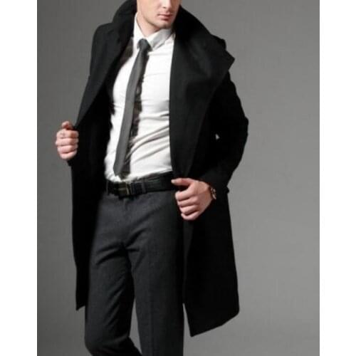 Autumn Winter Top Quality Mens Fashion Casual Single Breasted Long Trench Coat Jacket Woolen Overcoat British Style 2XL 3XL