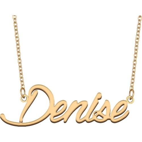 Denise Name Necklace for Women Stainless Steel Jewelry 18k Gold Plated Nameplate Pendant Femme Mother Girlfriend Gift