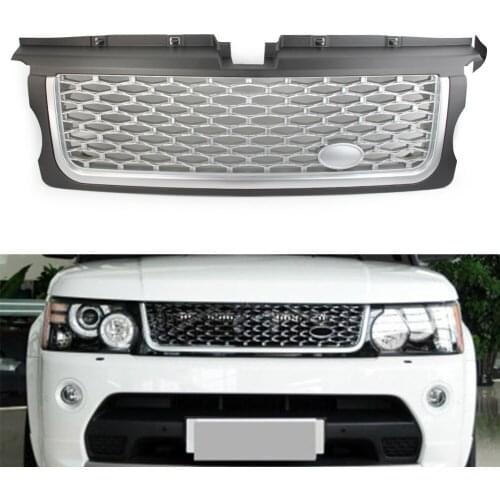 Car Front Grille Upper Grill With Logo For Range Rover Sport 2010 2011 2012 2013 ABS Plastic Gray+Silver