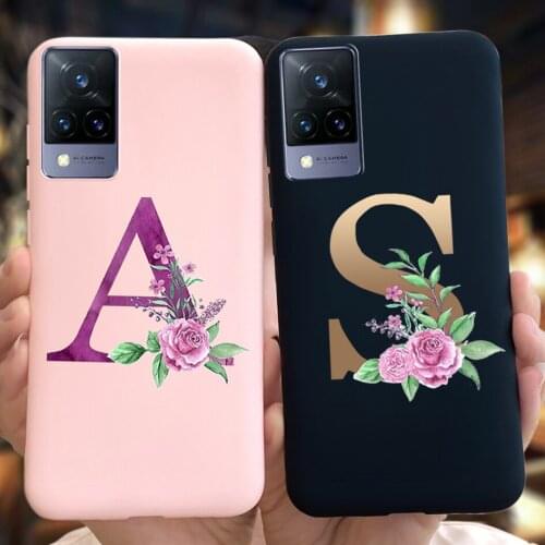 Personalise Capital Letters Name Phone Case For Vivo V21 5G Cover V 21 Coque Matte Soft Fundas For Vivo V21e VivoV21 2021 Bumper