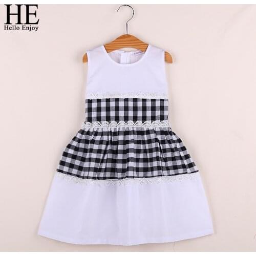 HE Hello Enjoy girls dress summer 2018 kids princess dress girl plaid dresses lace bow ball gowns children clothing 8 10 12 year