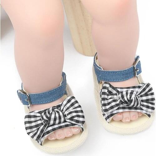 0-18M Summer Baby Girls Bow Polka Dot Breathable Anti-Slip Toddler Soft Soled Sandals