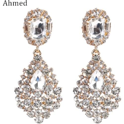 Ahmed Luxury Glass Drill Water Drop Pendant Earrings For Women New Design Paint Fashion Jewelry Brinco Bijouterie