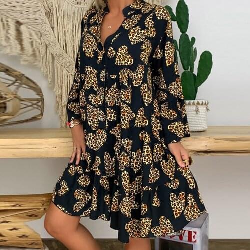 Summer Chiffon Dress 2021 Boho Style Beach Dress Fashion Long Sleeve V-neck Polka Dot A-line Party Dress Sundress Vestidos