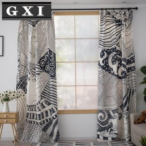 GXI Japan Printing Curtain For Living Room Cabinet Door Partition Blind For Window Darkening Drapes Home Decorative Cortinado