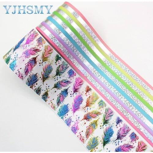YJHSMY I-191107-2468,75mm,2yards Colorful cartoon hot gold hot silver Ribbons Thermal transfer grosgrain Wedding decoration