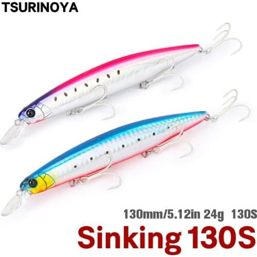 TSURINOYA Sinking Minnow Bait 130mm24g 4# Hooks Long Casting Flounder Sea Fishing Lure Isca Artificial Bait Pesca Peche Swimbait
