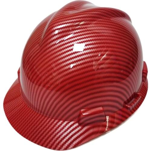 Construction Hard Hat High Quality Safety Helmet Classic Red Carbon Fiber Color Work Cap Railway Mine Traffic Road