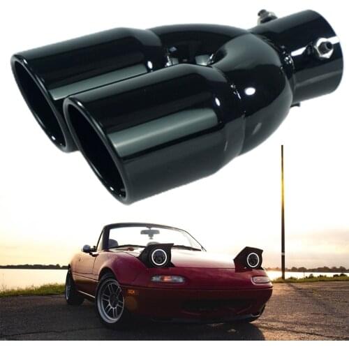 Universal Stainless Steel Dual Rear Noise Canceller Car Exhaust Pipe Muffler Tail Pipe Double Outlet Tailpipe D7WD