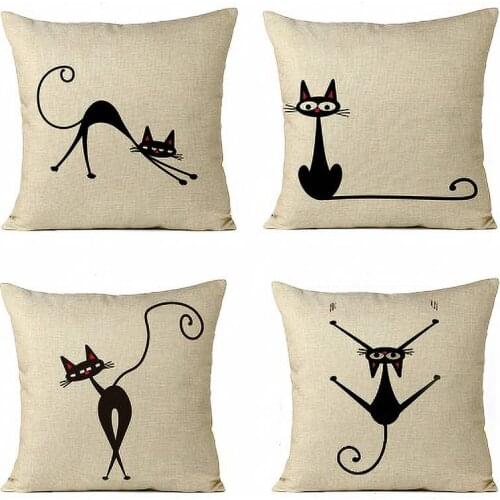 Universal Fashion Popular Black Cat Square Pillowcase Animals Cotton Sofa Cushion Cover Home Car Decorative Throw Pillows case