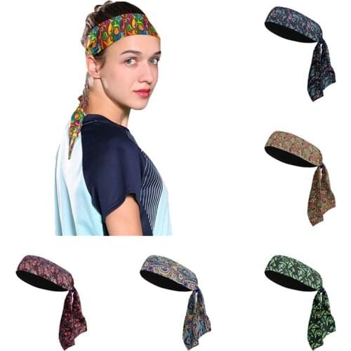 Ethnic Style Printed Sports Head Band for Women Yoga Fitness Compression Hair Headband Bike Cycling Running Sweatband Unisex