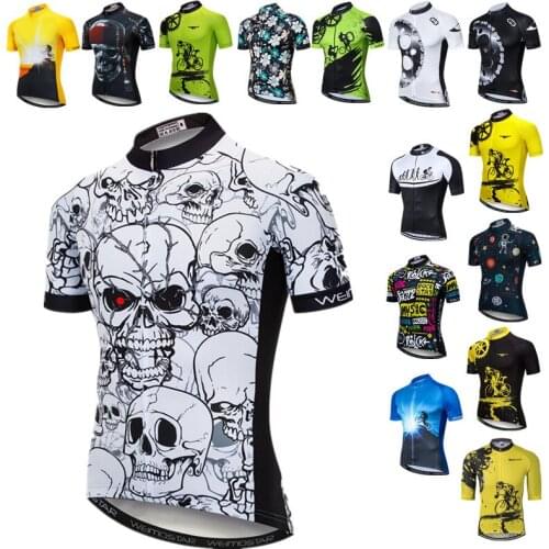 Weimostar Skull Cycling Jersey Short Sleeve Men Cycling Clothing Tops Quick Dry Bicycle Shirt Breathable MTB Bike Jersey Tops
