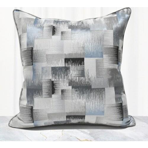 High Precision Jacquard Gray Cushion Cover Abstract Embroidery Striped Decorative Pillows Home Chair Sofa Backrest Pillowcase