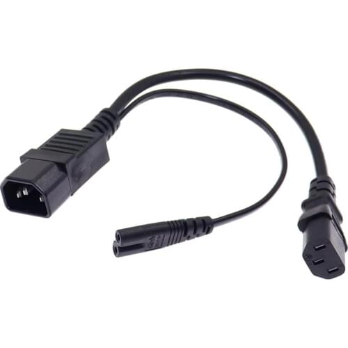 Y Type Splitter Power Cord ,IEC320 C14 Plug 3-Prong Male Power Cable Cord AC Power Adapter to C7 +C13 Female