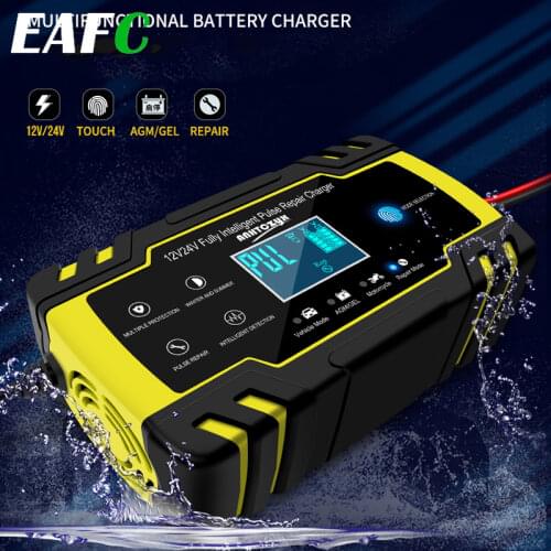 Car Power Charging 12/24V 8A Touch Screen Pulse Repair LCD Power Chargers for Car Motorcycle Lead Acid Agm Gel Wet