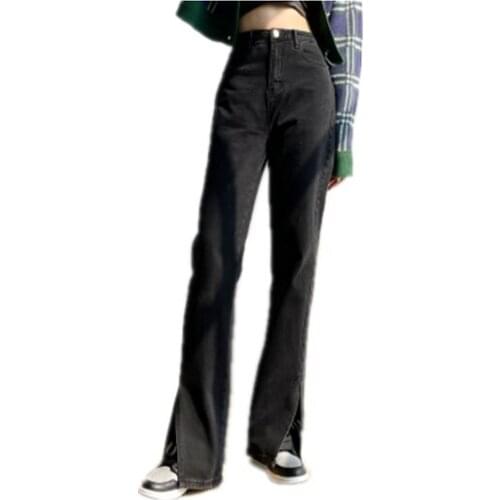 Ladies Vintage Jeans Flared Split High Waist Jeans
