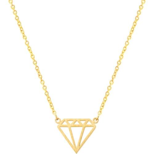 Stainless Steel Chain Gold Color Diamante Choker Necklace Women Simple Origami Cone Necklace For Kids Birthday Gifts Jewelry